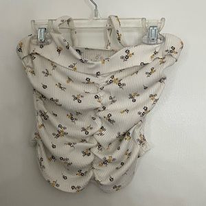 white rouched halter with wild flowers